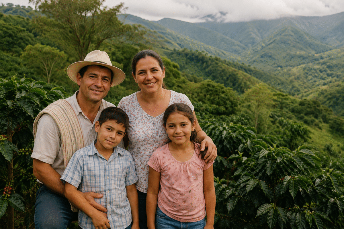 Familia Vélez, caficultores de la Finca La Esperanza en Caldas