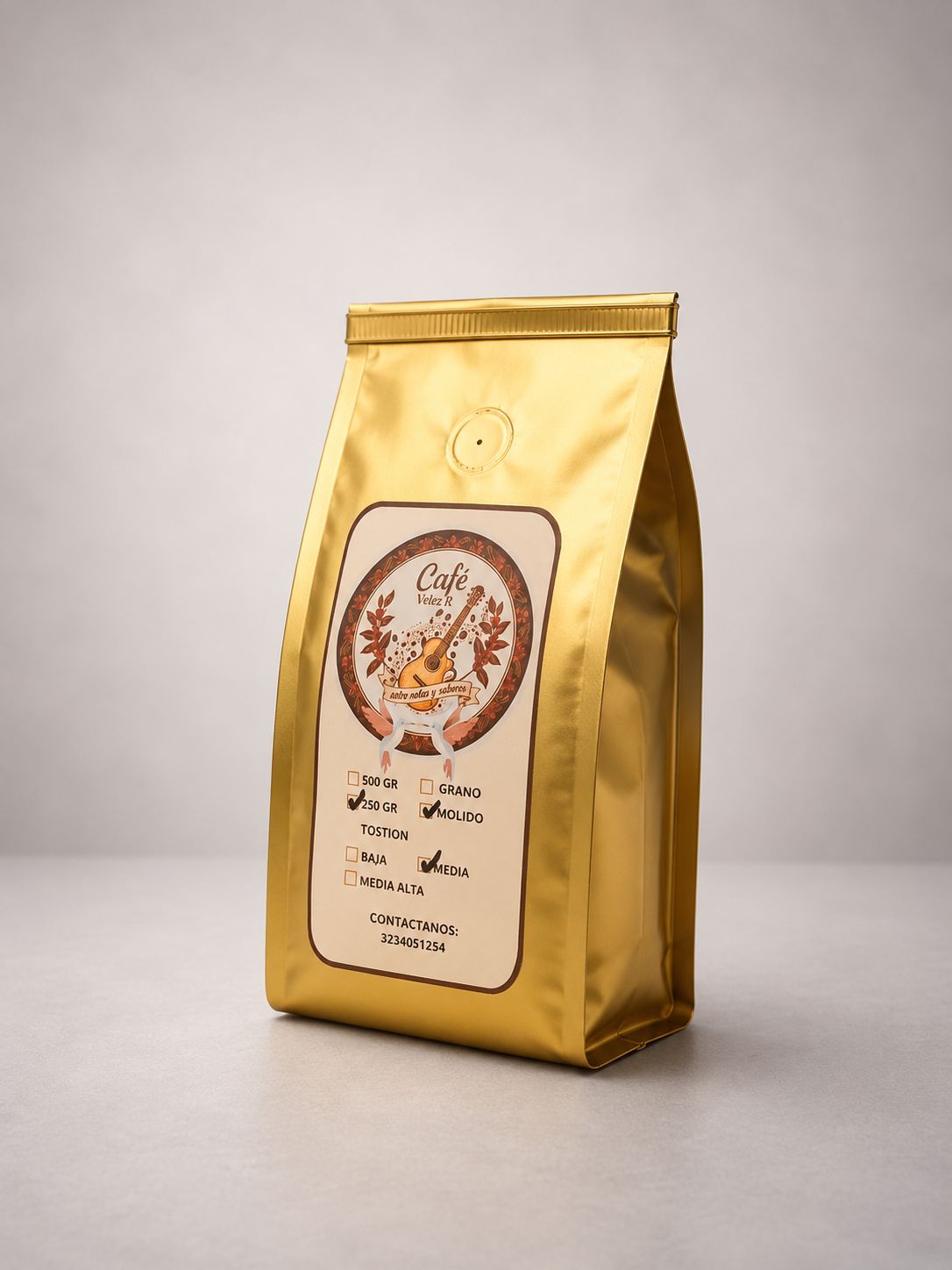 Empaque de Café Velez R., café de origen de Antioquia