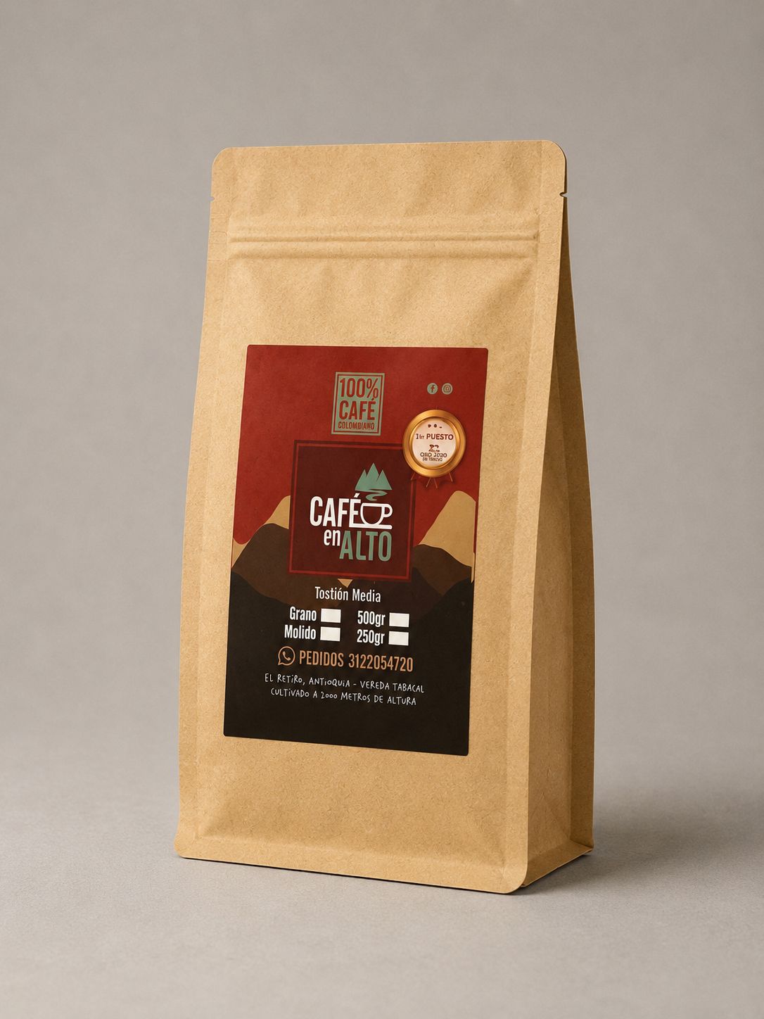 Empaque de Café En Alto, café de origen de Antioquia